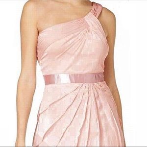 Dressy! Adrianna Papell One Shoulder Tiered Chiffon - Pink - Discounted Shipping